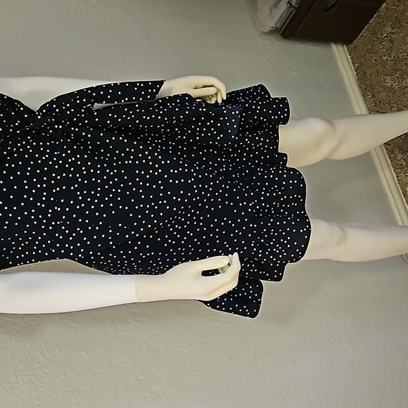 RELIPOP Polka Dot Ruffle Flounce Wrap Dress Large - Picture 5 of 10